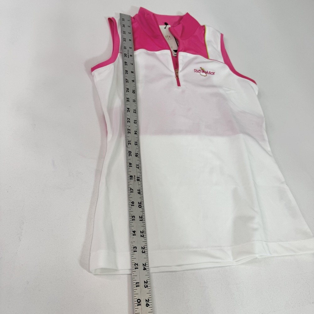 EP Pro Rio Mar Polo Shirt Womens XS Pink White Sleeveless Golf Stretch New